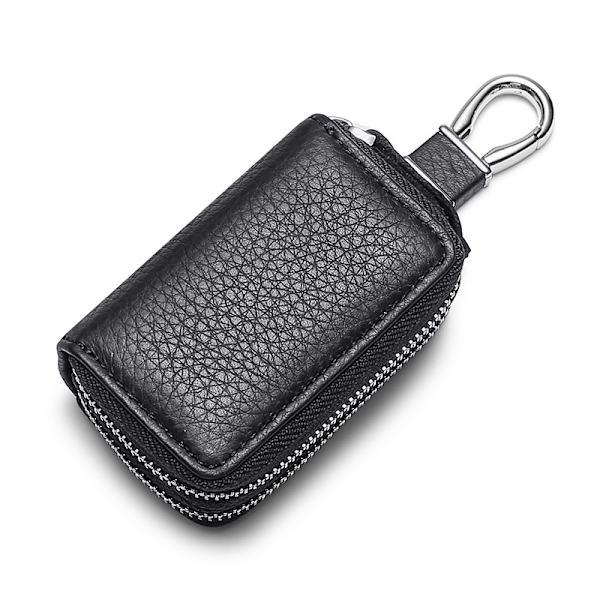 Svart case, lädernyckelhållare Unisex lädernyckelfodral Case Nyckelring