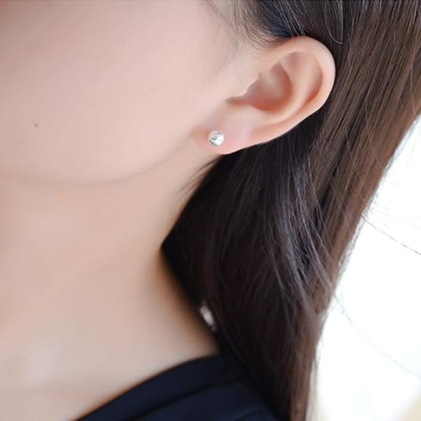 Silver örhängen för kvinnor, små örhängen i sterling silver för flera piercingar 5 par olik storlek örhängen 3 mm 4 mm 5 mm 6 mm 7 mm