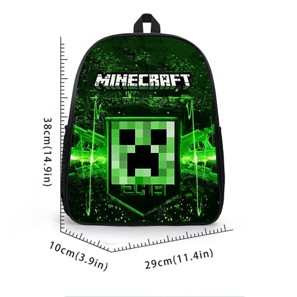 Minecraft Printed Ryggsäck Skolväska Stor kapacitet Student Bokväska Ryggsäck Barn Present 13