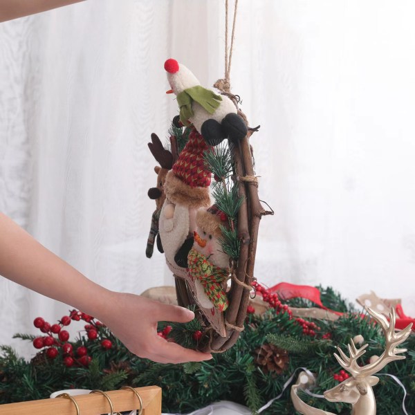 1st hängande julprydnader med LED-lampor Batteri Xmas Tree Fönster Dekoration, Renar Runt Trä