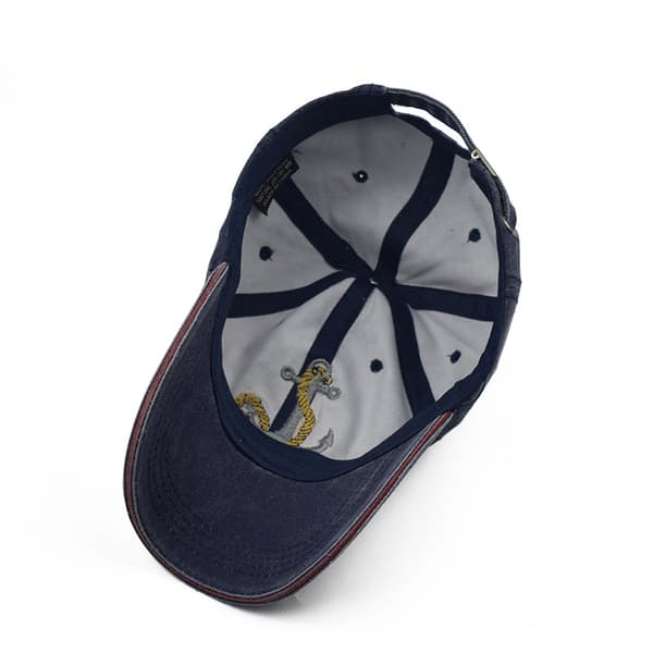 Retro Båtanker Brodert Denim Baseball Caps (blå)
