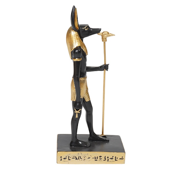 Gammel Egyptisk Gud Anubis med Retfærdighedens Vægt Statue Guder af De Døde og Efterlivet Vejer Hjertet Mod Strudsfjer Figur
