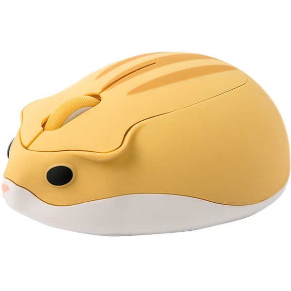 2,4 GHz trådlös mus Söt hamsterform Bullerfri Bärbar 1200DPI USB för PC Laptop Notebook Barn Flicka Present (gul