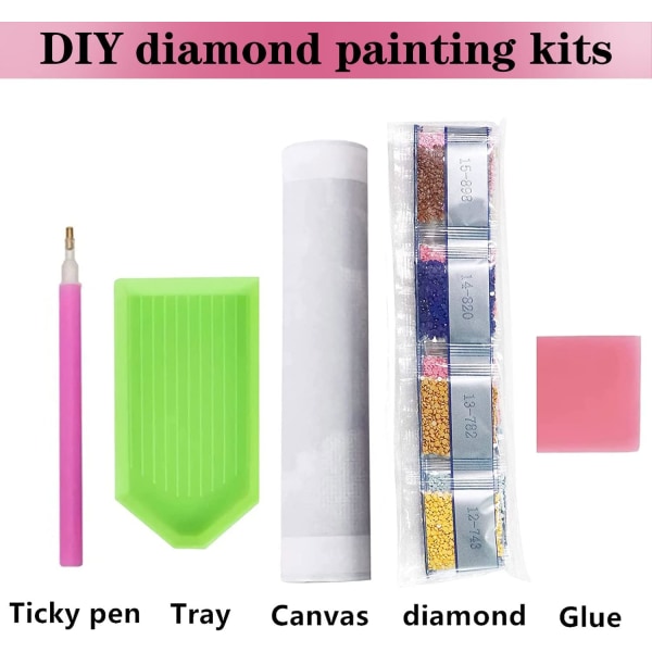 5D DIY - diamond painting Barn/vuxna Lövrosa diamantkonst Fullt set diamantsmyckenkonsthantverk Strassbroderi Heminredning