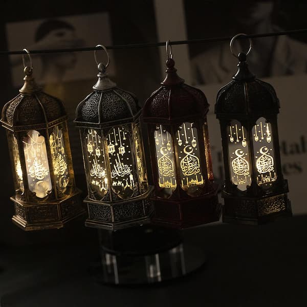 Islamisk Lanterne Muslim Ramadan Eid LED Lys Arabisk Studie Belysning Lampe