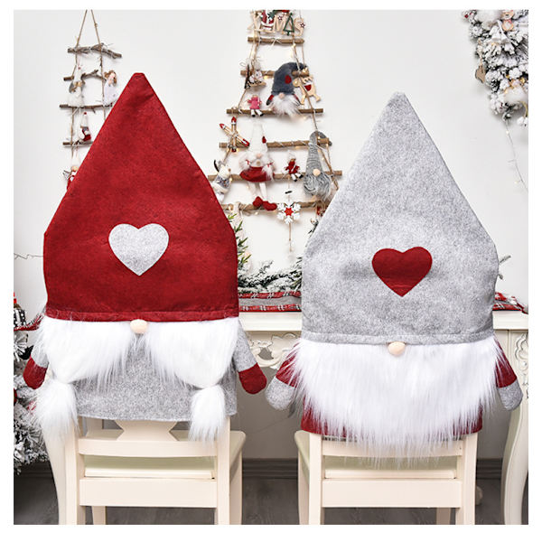 2st Julstolsöverdrag Julbordsstol Underlägg Svensk Tomte Gnome Style Julstol Cover Xmas Hem Köksdekorationer