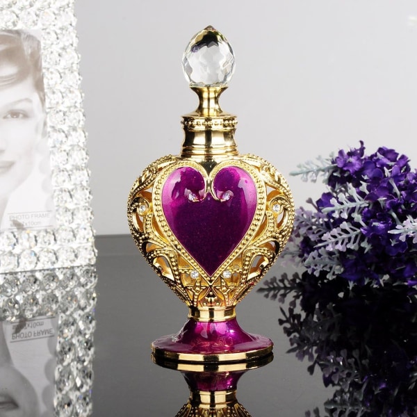 Yufeng hjärtformad emalj tom påfyllningsbar parfymflaska (lila)