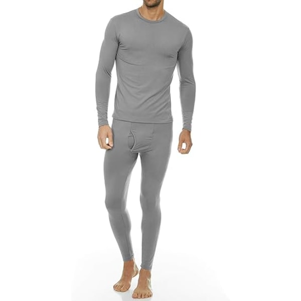 Long Johns thermal för män med fleecefoder för kallt väder (grå, XL)