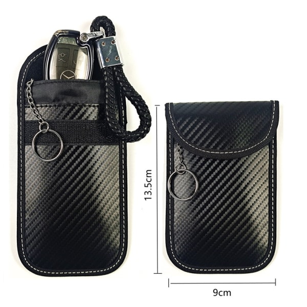 Plånbok i äkta läder Case Nyckelring Väska Zip Pouch Väska (Signalblockerande case)