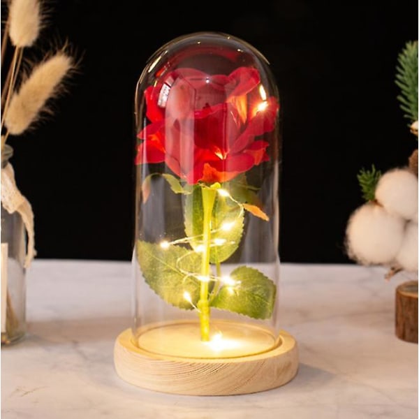 Glastäckta eviga rosor prydnad Torkade blommor Simuleringsbukett Kreativ juliafton Alla hjärtans dag födelsedagspresent