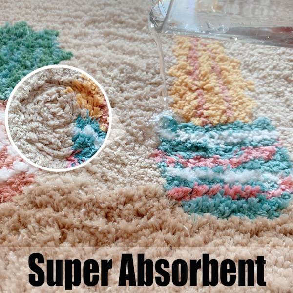 Böjd badrumsmatta Small Daisy, hörnduschmatta Halkfri badrumsmatta Quadrant Böjd badrumsmatta bågad duschmatta, halkfri botten, absorberande