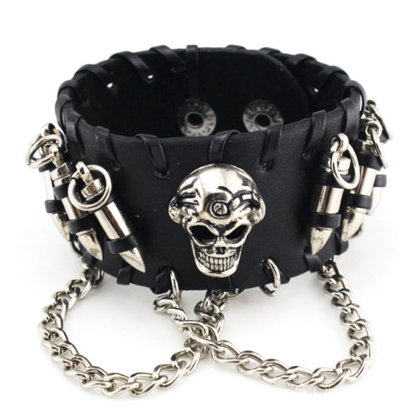 Punk lädermanschettarmband Skull Design Armband Armband Adjus