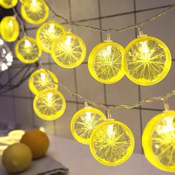 LED Citronskiva Ljusslinga Fruktformad Lykta Barnrum Dekorativ Strängljus Batteri Ljus Orange Lime - Gul Citronskiva, USB Model Al