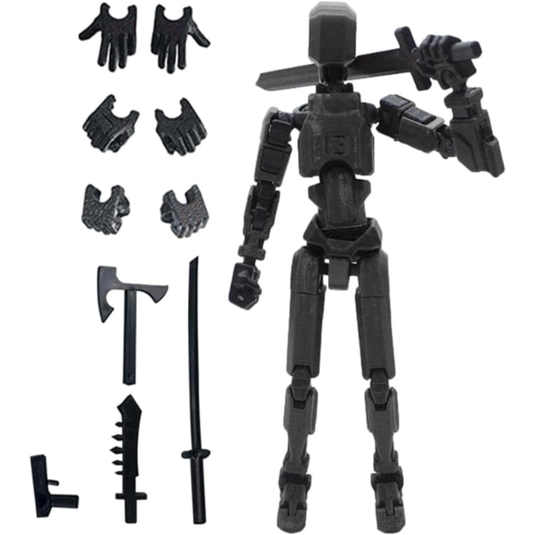 T13 Action Figure, Titan 13 Action Figure, Robot Action Figure, 3D Printed Action[HK] black