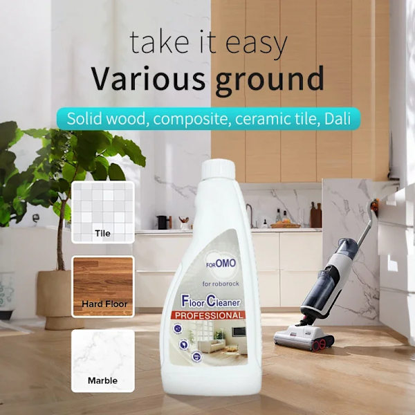 480ml Gulvrengøringsløsning til Roborock S8 Pro Ultra/s7 Maxv Ultra/dyad/s7 Støvsugerdele Robotmopper Antibakteriel