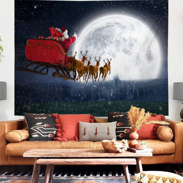 Jultapet Väggdekor, Jultomten och Älg Gobeläng Estetisk Gobeläng Väggdekor för sovrum, vardagsrum, 60 X 50 tum (älg)
