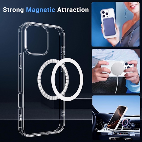 Designad för i-Phone 16 Pro Max fodral, [Kompatibel med Magsafe][Anti-gulning][Militärklassat skydd] Stötsäkert skydd Slim Cover-6,9 tum, Klar