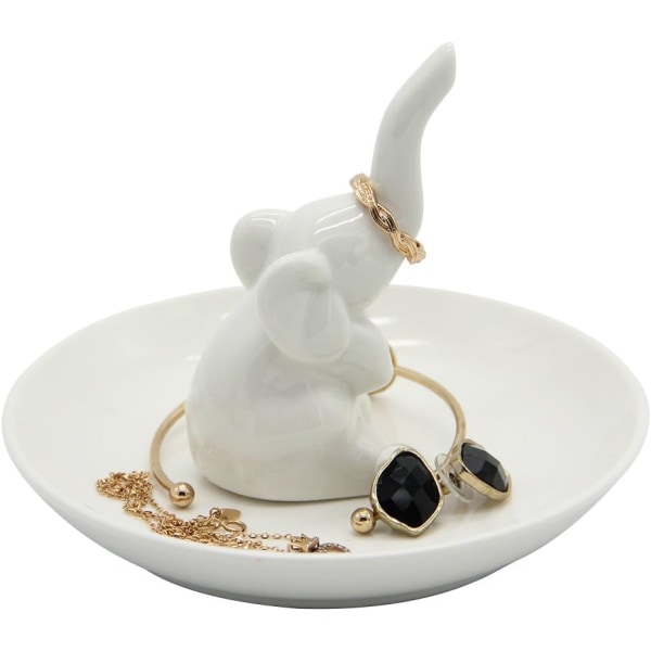 Keramisk ringhållare, handgjord keramisk dekor smyckesbricka (elefant)