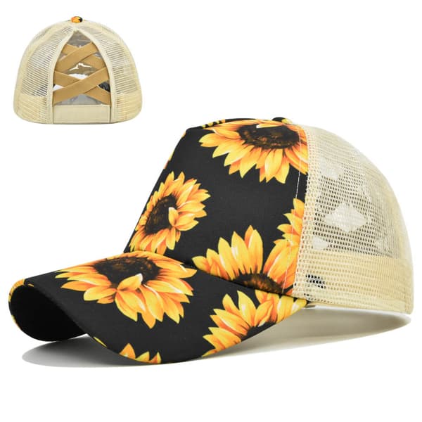 Solsikke Crossover Elastisk Mesh Hatt Bomull Hestehale Baseball Caps Solskjerm Hatt