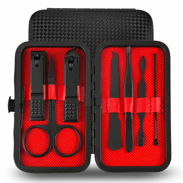 Manikyr Set Nagelklippare Kit Herr Grooming Kit 7 i 1 Professionell personlig set med lyxigt case Presenter för män Man Pojkvän