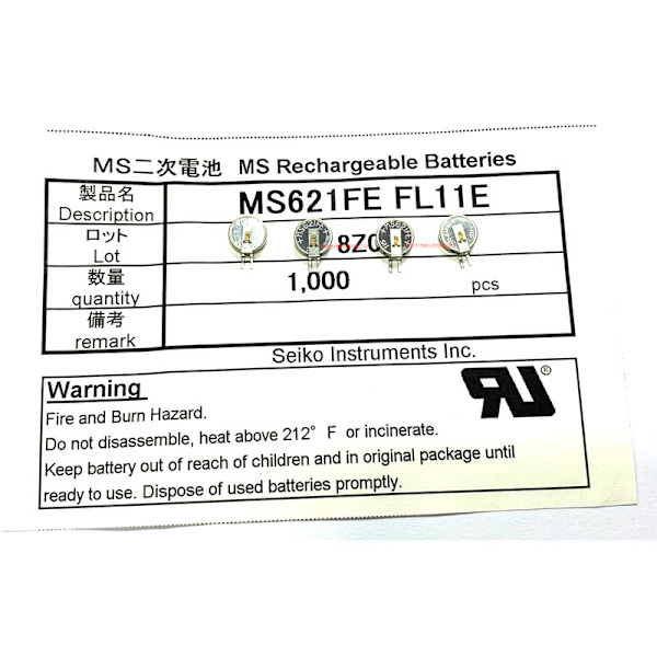 För SEIKO MS621FE FL11E 3V 5,5 mAHr uppladdningsbart batteri superkapacitet A 4Pcs