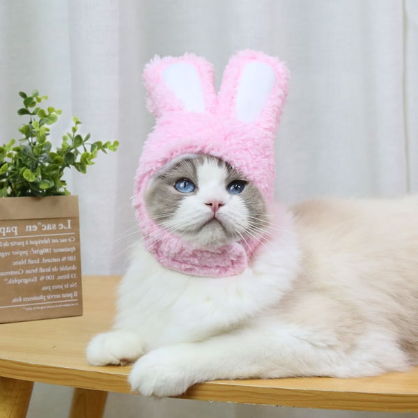 Sällskapsdjur Kanin Öron Hatt Katt Hund Kanin Öron Klädsel Kanin Öron Form Plysch Husdjur Huvudbonad Festdräkt Cosplay, 1 stycke, Rosa