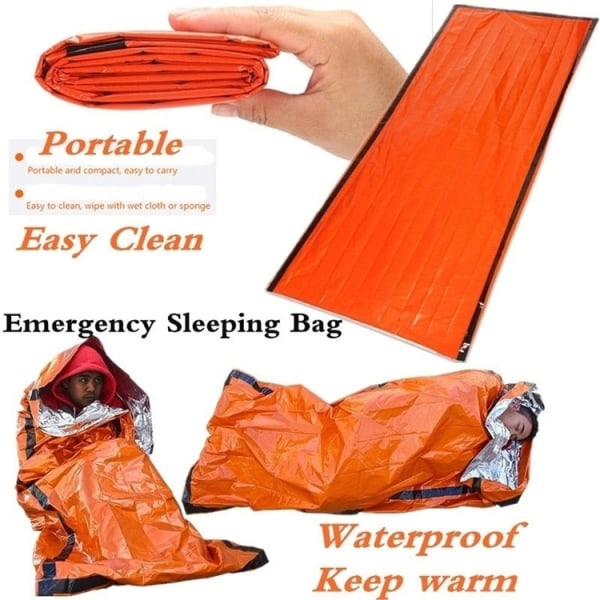 Utomhus nödsovsäck Thermal Vattentät polyesterfilm Nödcamping camping överlevnadsutrustning (1 förpackning)