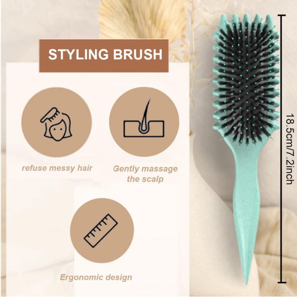 Bounce Curl Brush, 2024 NY Bounce Curl Defining Brush, Boar Bristle Hair Brush Styling Brush for Detangling, Bounce Curl Define Styling Brush, Shaping apricot