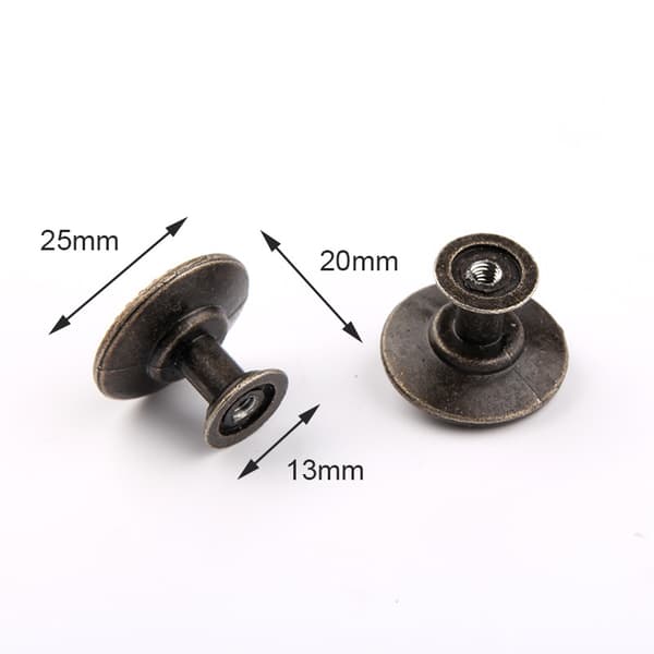 10 stk. møbelknopper, antik messing zink 25 mm til kommodeskabe