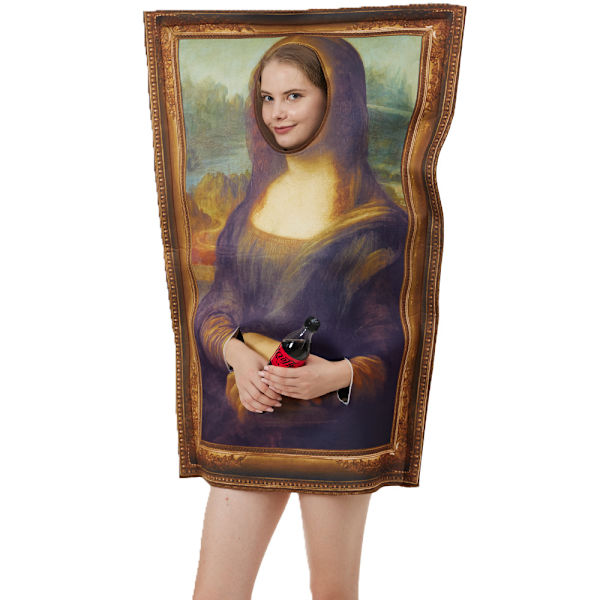 Halloween Party Performance Kostym Fun Spoof Mural Kostym Campus Aktivitet Performance Onesie Mona Lisa