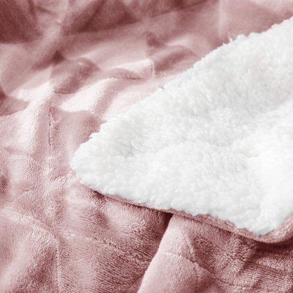 Sofffilt - Mjuk, varm 3D Jacquard Dekorativ filt - Mysig, fluffig, fluffig, rosa sängfilt, soffa, 130 * 180 cm