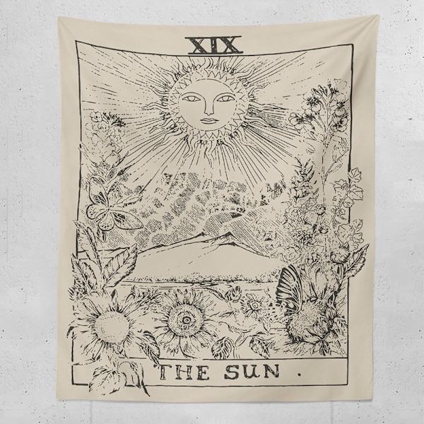 Tarot-seinävaate Magic Sun -seinävaate, suuri seinävaatepeitto 150x130cm