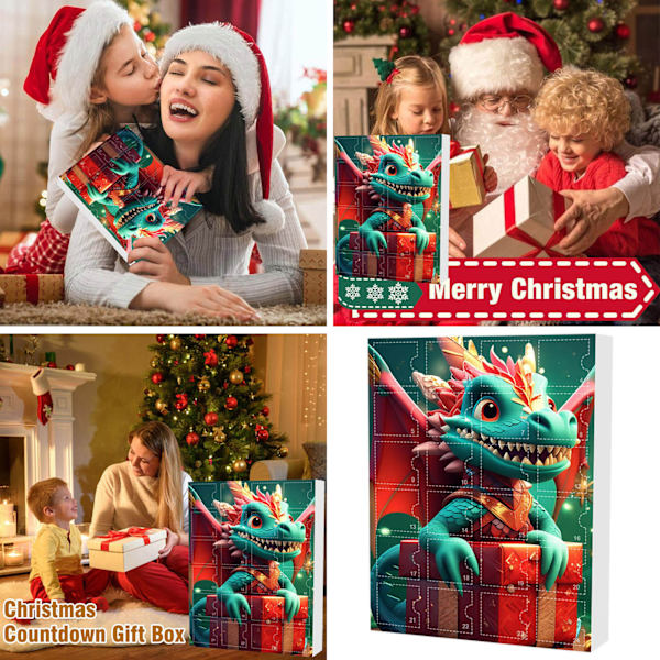Adventslåda för jul Söt baby drake akryl charm semester hänge Christmas Blind Box Set C