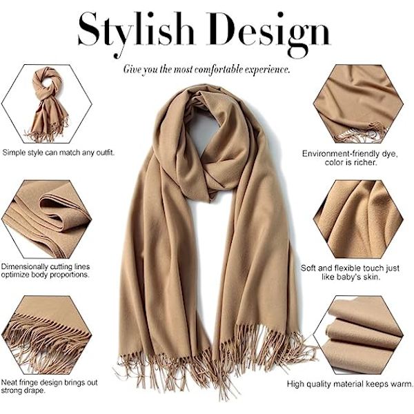 Ullhalsduk Dam vinterkashmir Solid Water Ripple Mångsidig sjal Förtjockad varm halsscarf hane