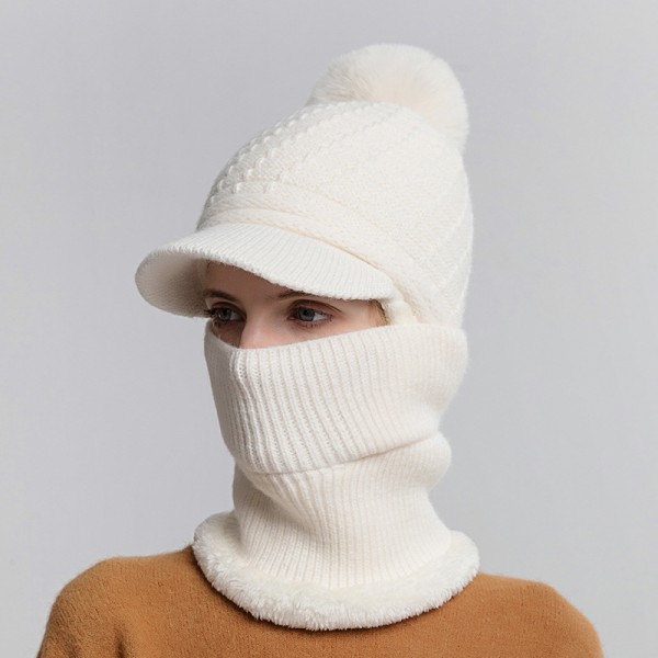 Vinter varm mössa Mjuk fluffig fuskpäls Trimmade kepsar Mode mössa Presenter，vit white