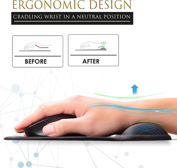Ergonomisk musematte, gel musematte med håndleddsstøtte, komfortabel