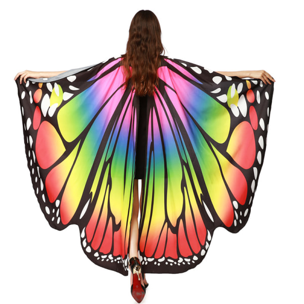 Roterande Cape Butterfly Sjal Dekoration Butterfly Cape Vuxna Kvinnor Halloween Kläder Tillbehör Vingar (flerfärgad)
