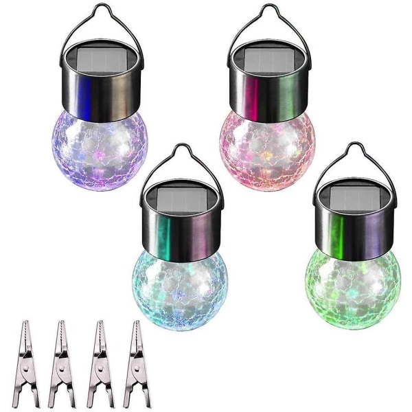 Utendørs Hengende Solcellelampe Knust Glass Solcellelampe Regntett Kl