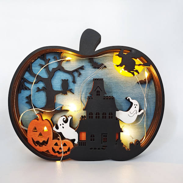 Halloween Tre Lykt Gresskar for Bordplate, 1 stk Lysende Gresskar