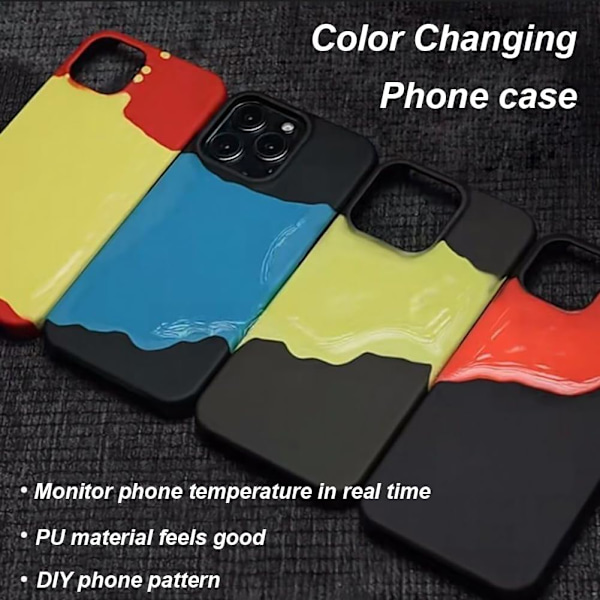 Farveskiftende iPhone-cover - Kreativt cover med temperatursensor varmesensor Stødsikkert cover, sort til grønt