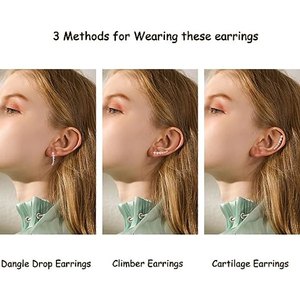 Dame Øreringe, 7 Krystaller Sterling Sølvbelagte Øreringe, Dråbeøreringe Med Cubic Zirconia