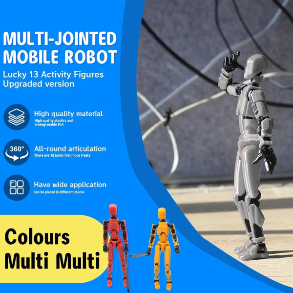 T13 Actionfigur, Titan 13 Actionfigur, Robot Actionfigur, 3D-printet Action[HK] blue