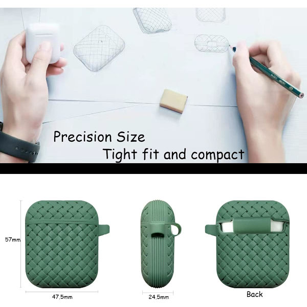 Beskyttende etui kompatibelt med AirPods, Retro Klassisk Vev-etui, Støtsikkert Silikonbeskyttelsesdeksel med Karabinkrok, Sklisikkert Beskyttelsesetui for A