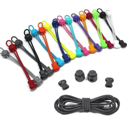 4-Par Elastiske Snørebånd med Snøre - Slip for at binde skoene Black Sort rosa