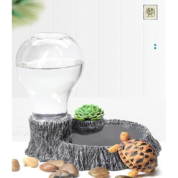 Reptilvattenautomat, Reptilmatskål, Reptilvattenmatare, Resin Rock Reptil, Reptilvattenflaska för reptil, hamster, sköldpadda, ödla