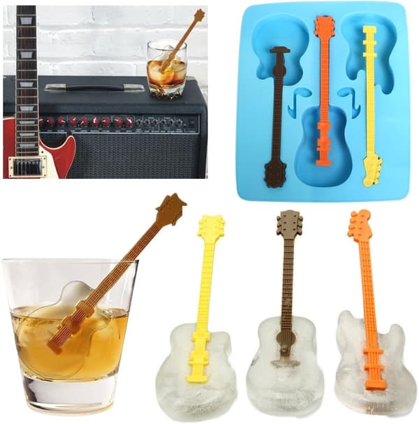 Guitar Isform Nyhed Blå Silikone Isterningform Bakke Is Cub