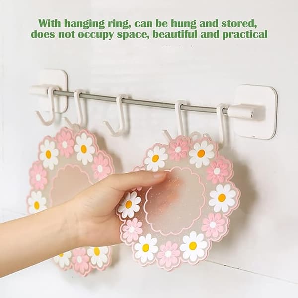 Sett med 6 Daisy Spring Flowers Silikonbrikker Isolasjonsputer Gave til bryllup, bursdag, flytting