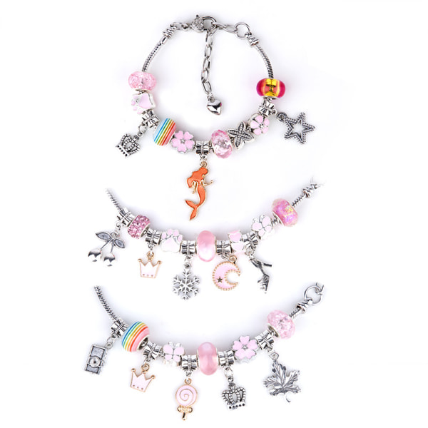 Julklapp - DIY Kids Ocean Collection Armband Set i rosa pärlor presentförpackning