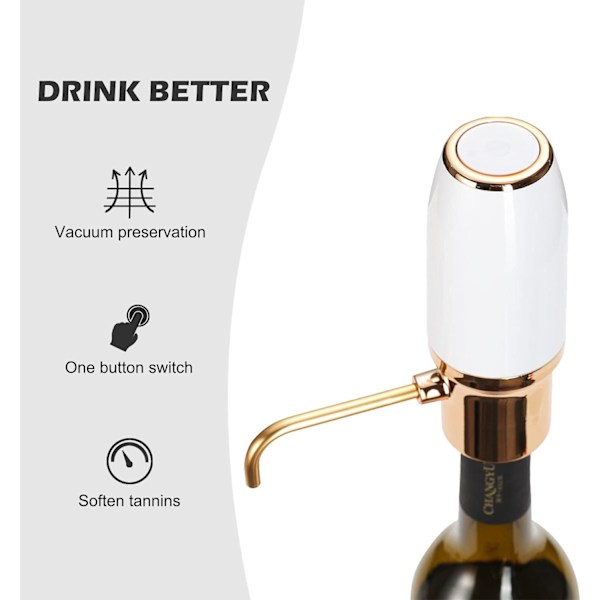 Elektrisk Vinlufter Hælder Automatisk Smart Dekanter Dispenser Genopladelig med USB-kabel