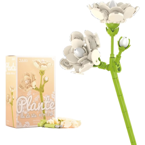 Flower Building Block Kit, Creative DIY Flowers Botanical Collection Byggstensleksak för vuxna Jul Alla hjärtans heminredningskontor Jasmine Flower